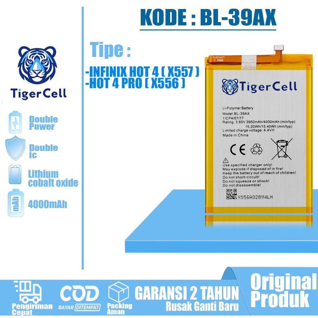 TIGERCELL Baterai Infinix BL-30SX FOR INFINIX S2 / S2 PRO X522 ORIGINAL