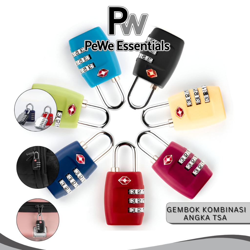 PW - Gembok Kombinasi 3 Digit Aman untuk Koper Travel, Tas Ransel, dan Barang Berharga Anda