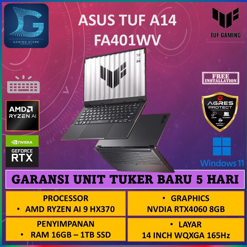 Asus TUF A14 Ryzen AI 9 HX370 RTX4060 8/16GB 1TB 165Hz