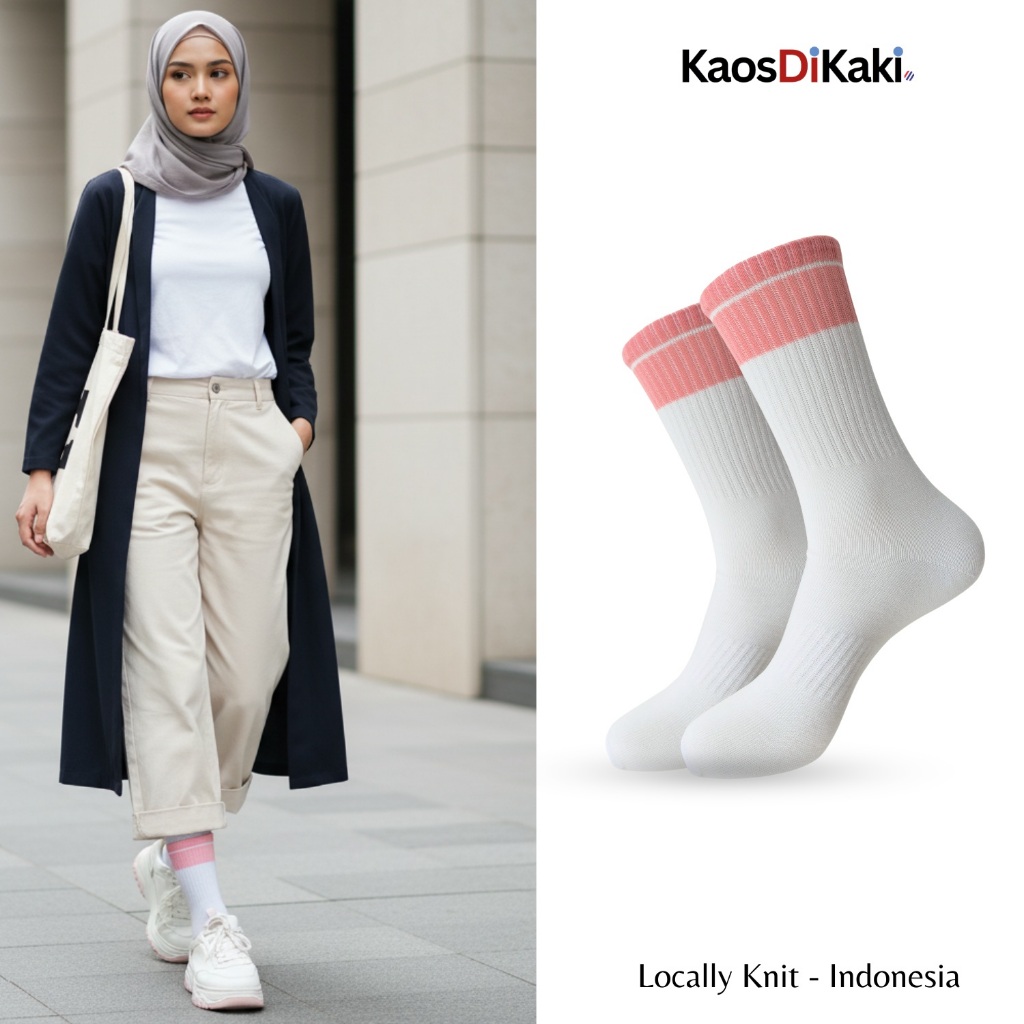 KaosDiKaki - Kaos Kaki Muslimah Oldschool Pink Olahraga
