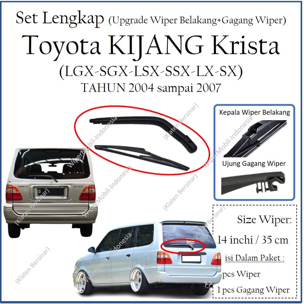 upgrade Set Wiper Kaca belakang Toyota Kijang Krista Kijang LGX 1997 1998 1999 2000 2001 2002 2003 2