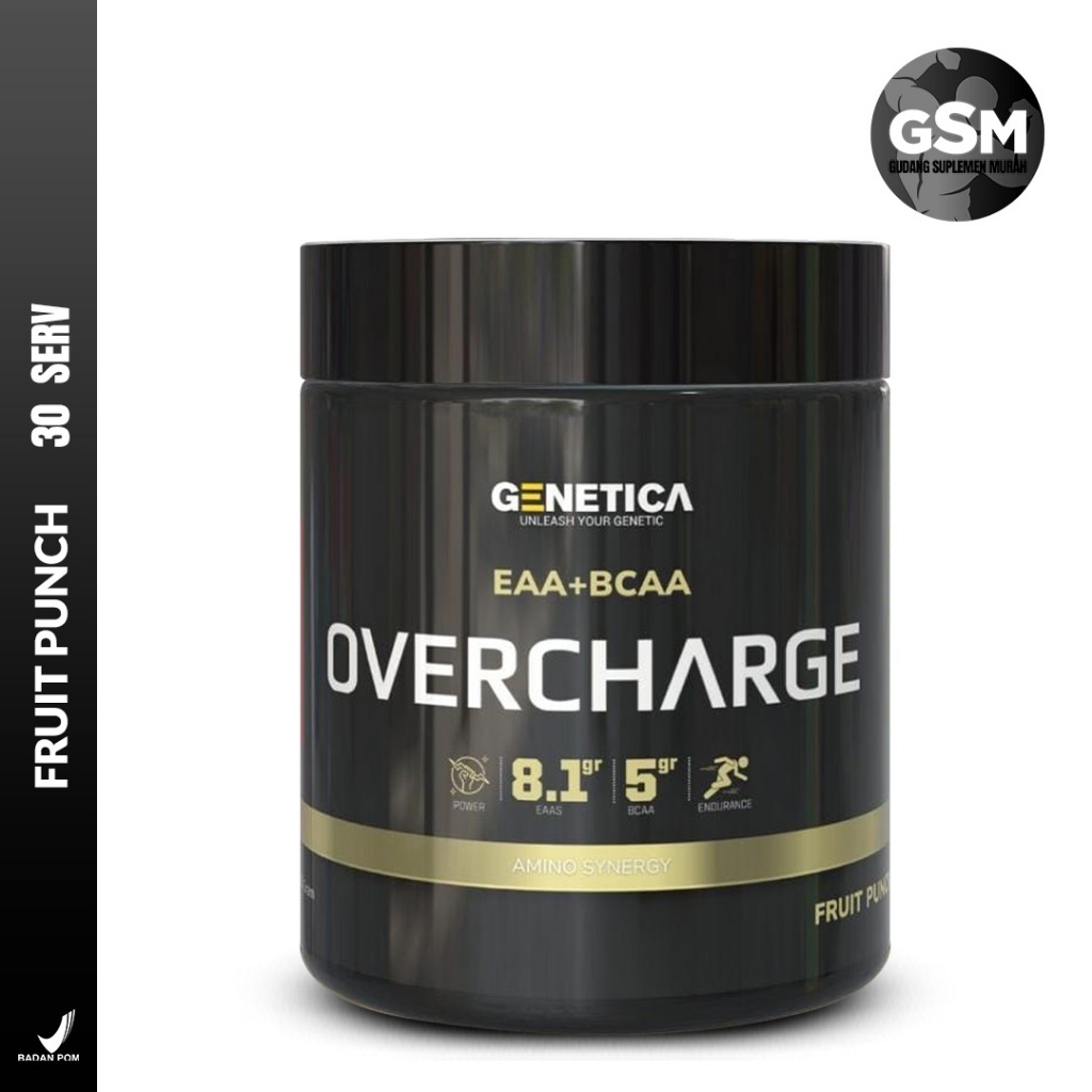 Genetica Overcharge EAA + BCAA Amino Synergy 30 Serving Suplemen Otot Gym
