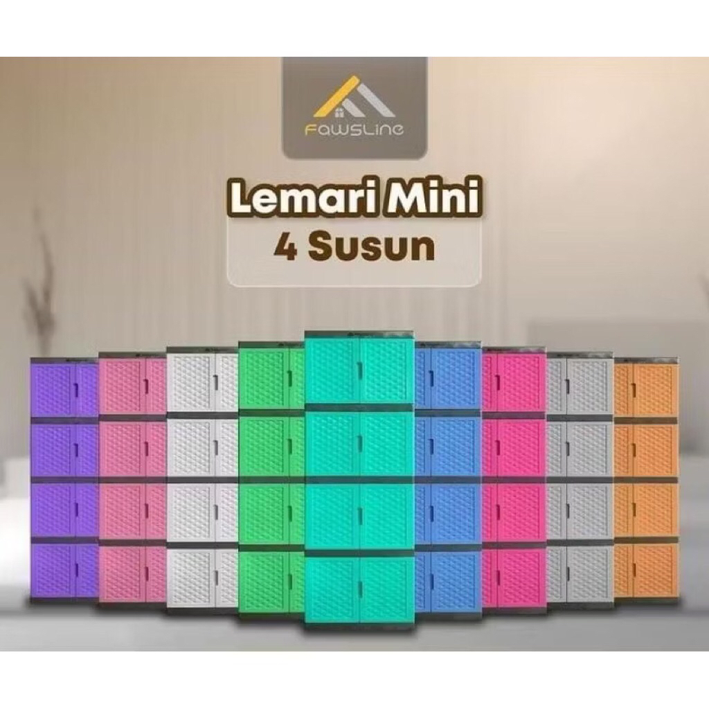 LEMARI FAWSLINE 4 SUSUN DIAMOND / LEMARI PAKAIAN FAWSLINE / LEMARI PLASTIK FAWSLINE 4 SUSUN