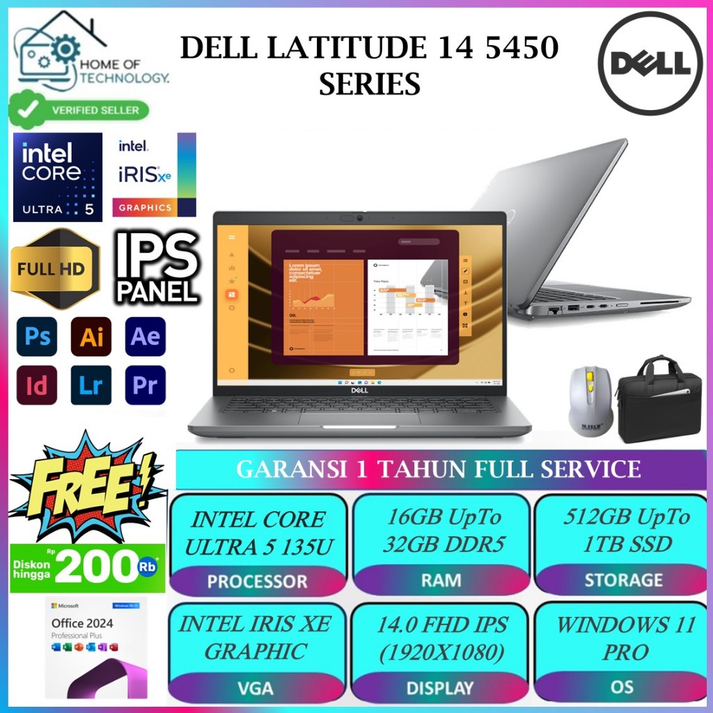 Laptop BARU DELL LATITUDE 14 5450 INTEL ULTRA 5 135U 32GB DDR5 1TB 14 FullHD IPS WIN11PRO