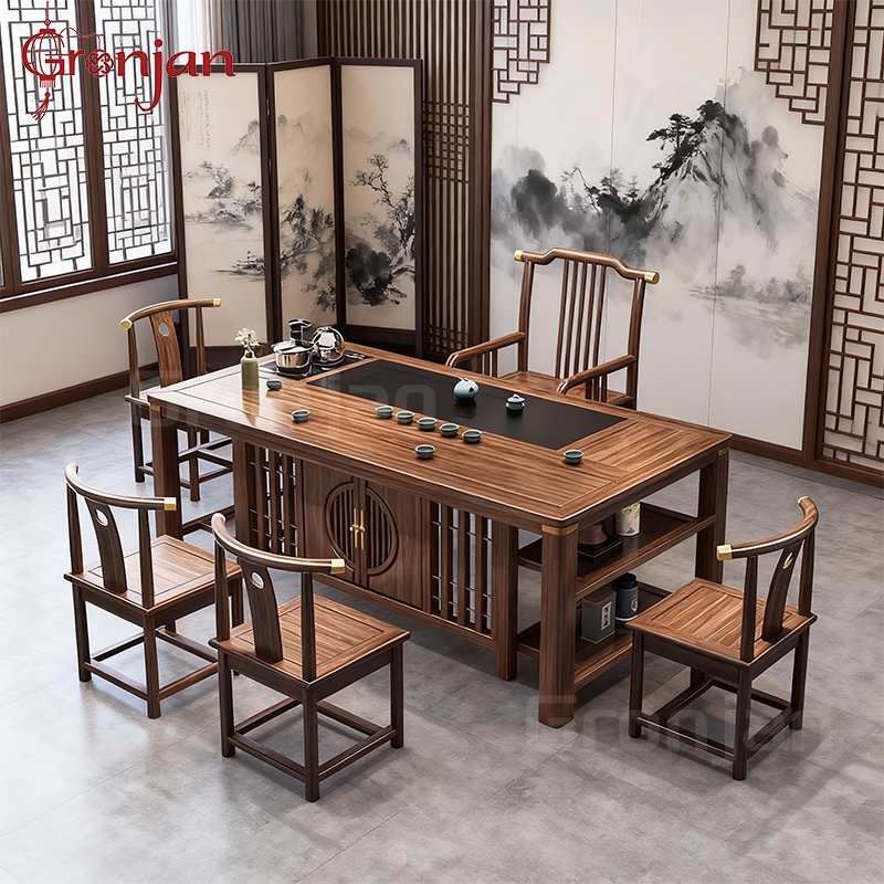 Meja Dan Kursi Teh Kayu Solid/Meja Teh/Meja Teh Rumah/Meja Teh Perhotelan Kantor