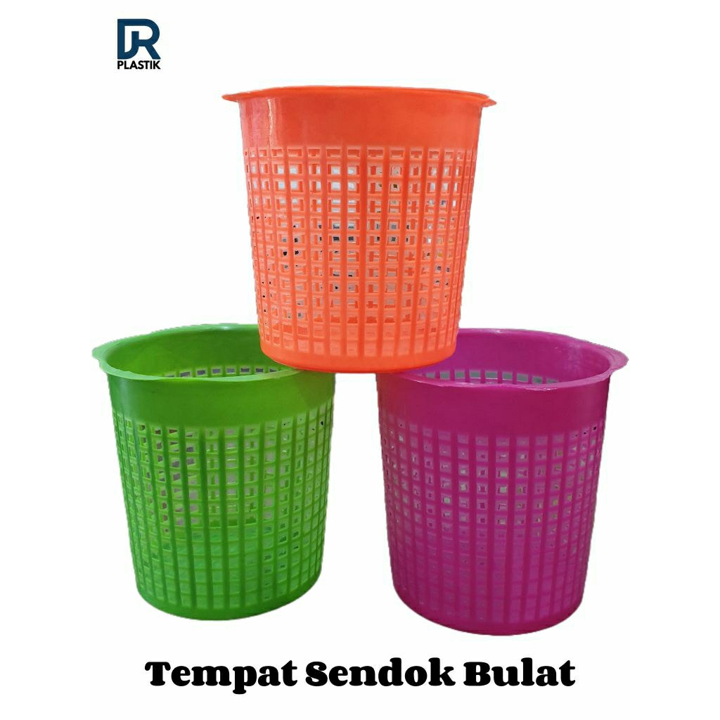 DR PLASTIK - Tempat Sendok Plastik Bulat / Tempat Sendok Murah / Tempat Serbaguna Bulat / Peralatan 
