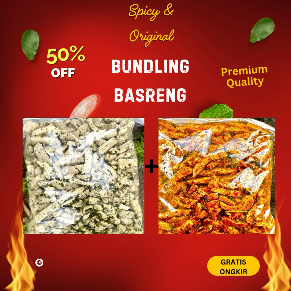 Bundling 500 gram Basreng Original & 500 gram Basreng Pedas