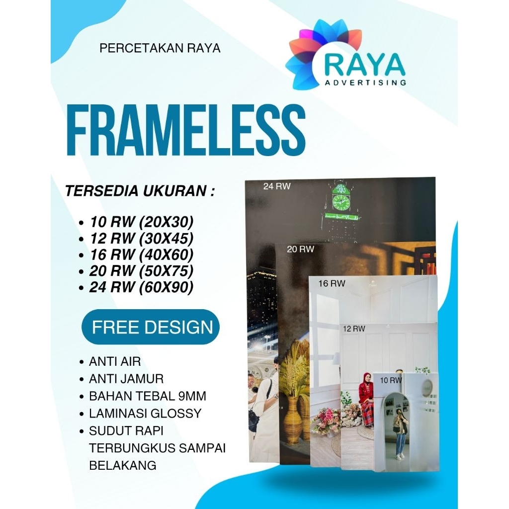 FOTO FRAMELESS PREMIUM / CETAKAN FOTO TANPA BINGKAI MDF / 24RW 20RW 16RW