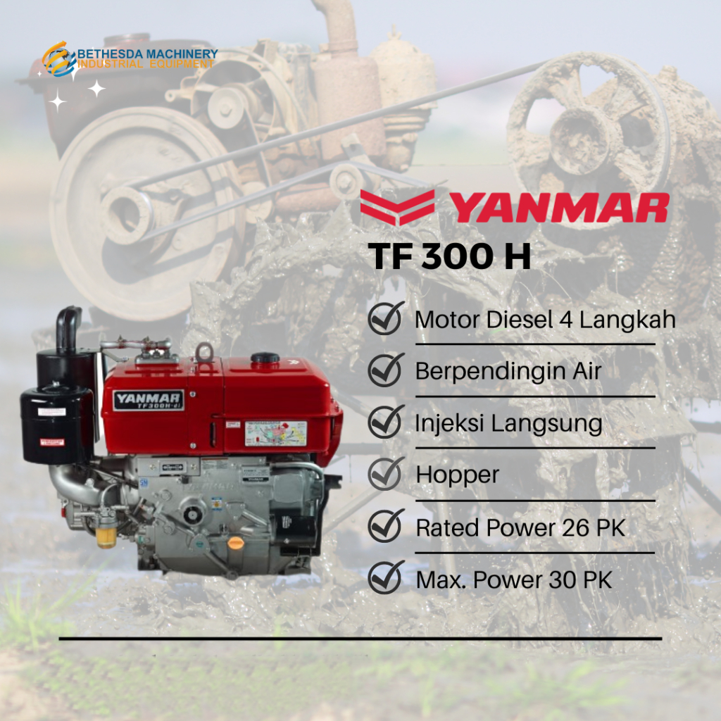 Mesin Penggerak Yanmar Diesel 30 HP TF 300 H Hopper 4-Stroke Single Cylinder