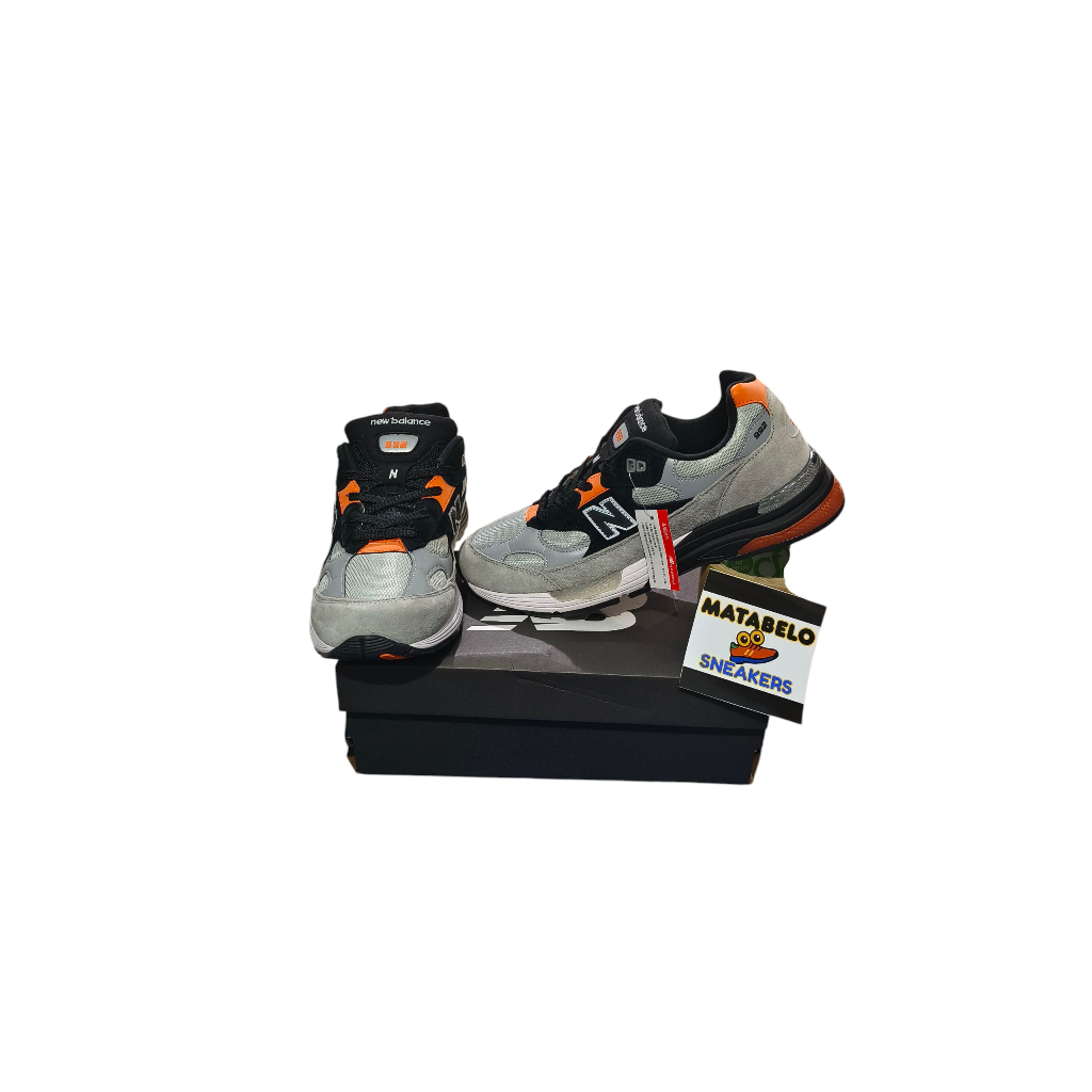 N*w Bal*ance NB 992 X DTLR BNIB black grey orange silver sepatu Brand New In Box size 45 casual kerj