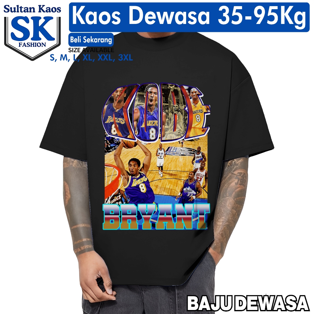 Tshirt Distro Kobe Bootleg Biru Bryant Lengan Pendek Pria Dewasa Bahan Lembut Tshirt Vintage Rap Tee