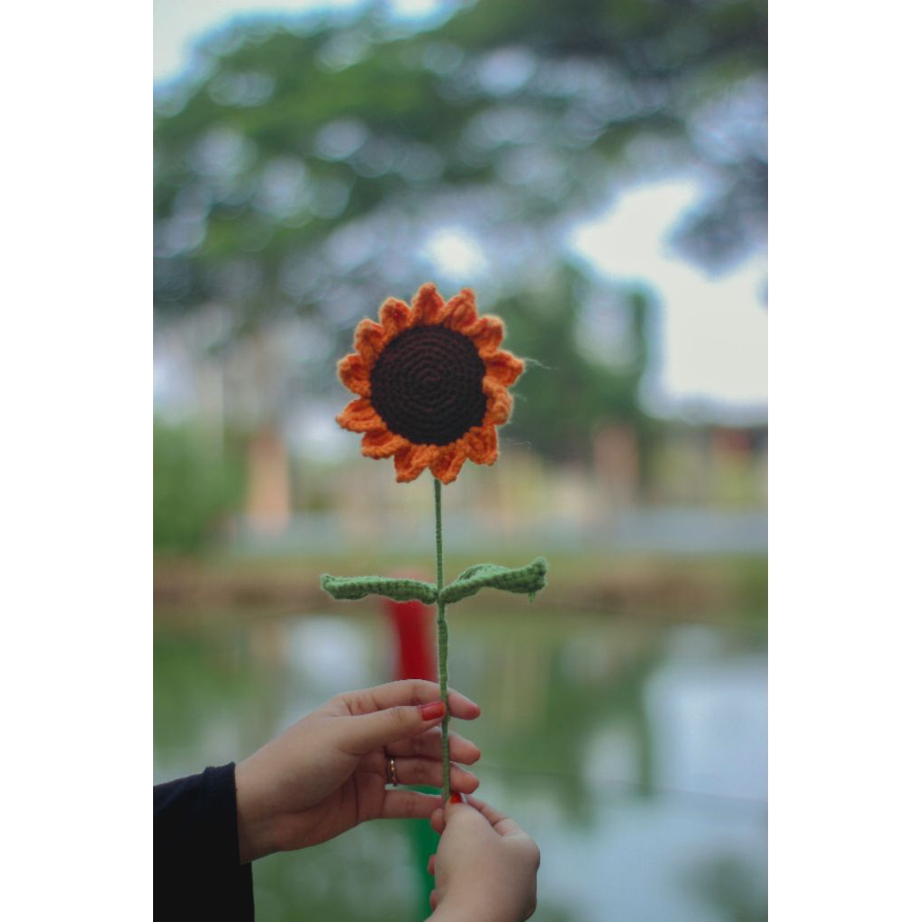 bunga matahari rajut | bunga rajut | bunga matahari