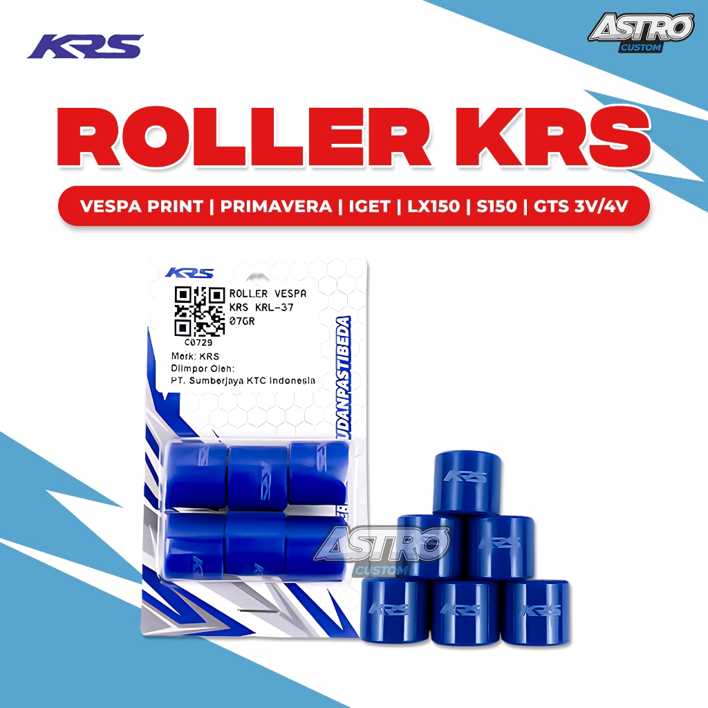 Roller KRS Vespa Sprint Primavera Iget LX150 S150 GTS 3V/4V Akselerasi Upgrade CVT Pulley Roler