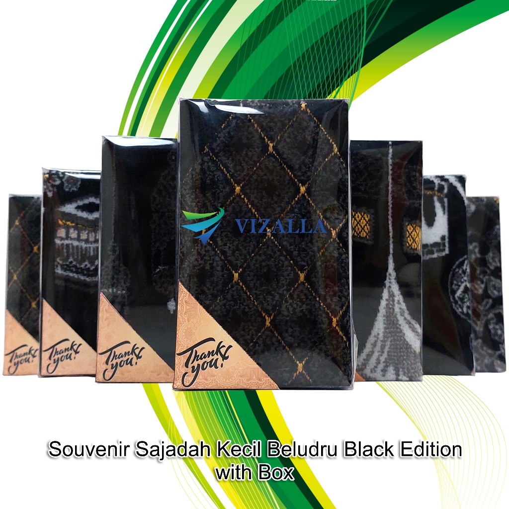 Souvenir Sajadah Kecil Beludru Black Edition Turki with BOX/ Armaan/ Souvenir Haji Umroh Tahlilan