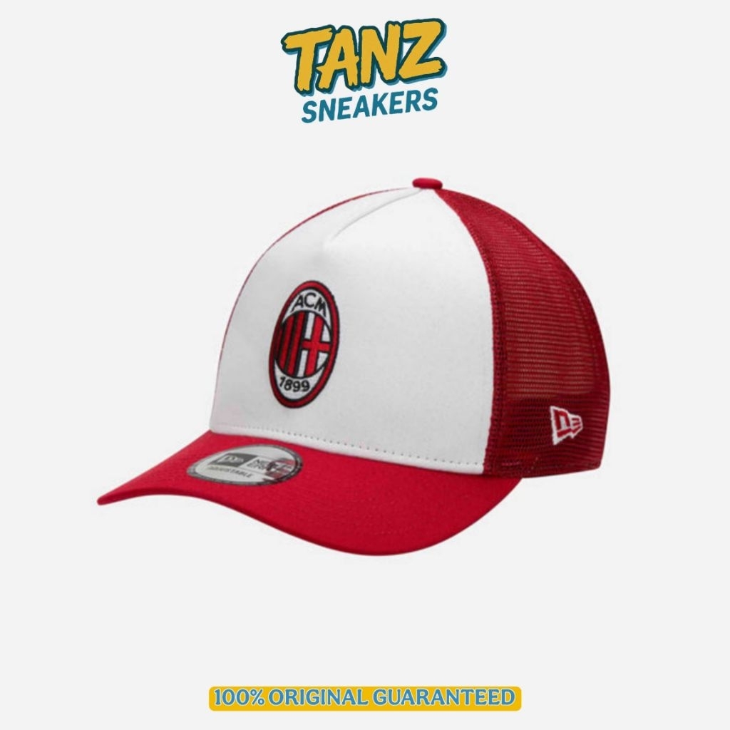 TOPI NEW ERA CAP 9FORTY EF AC MILAN TRUCKER WHITE RED ORIGINAL RESMI BNIP