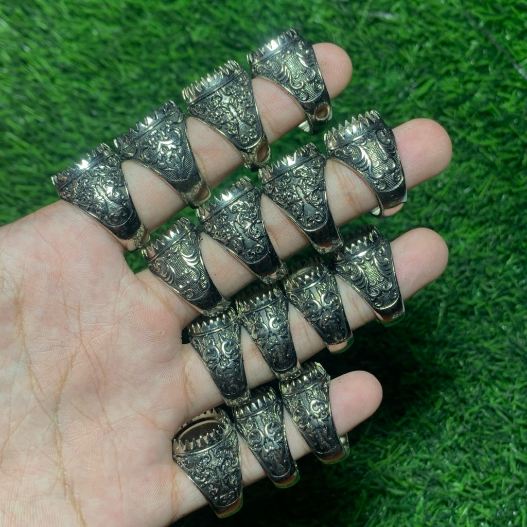 cincin alpaka hitam cakar kosongan super tebel / emban alpaka cakar kosongan dim kecil ( 10-18) / ri