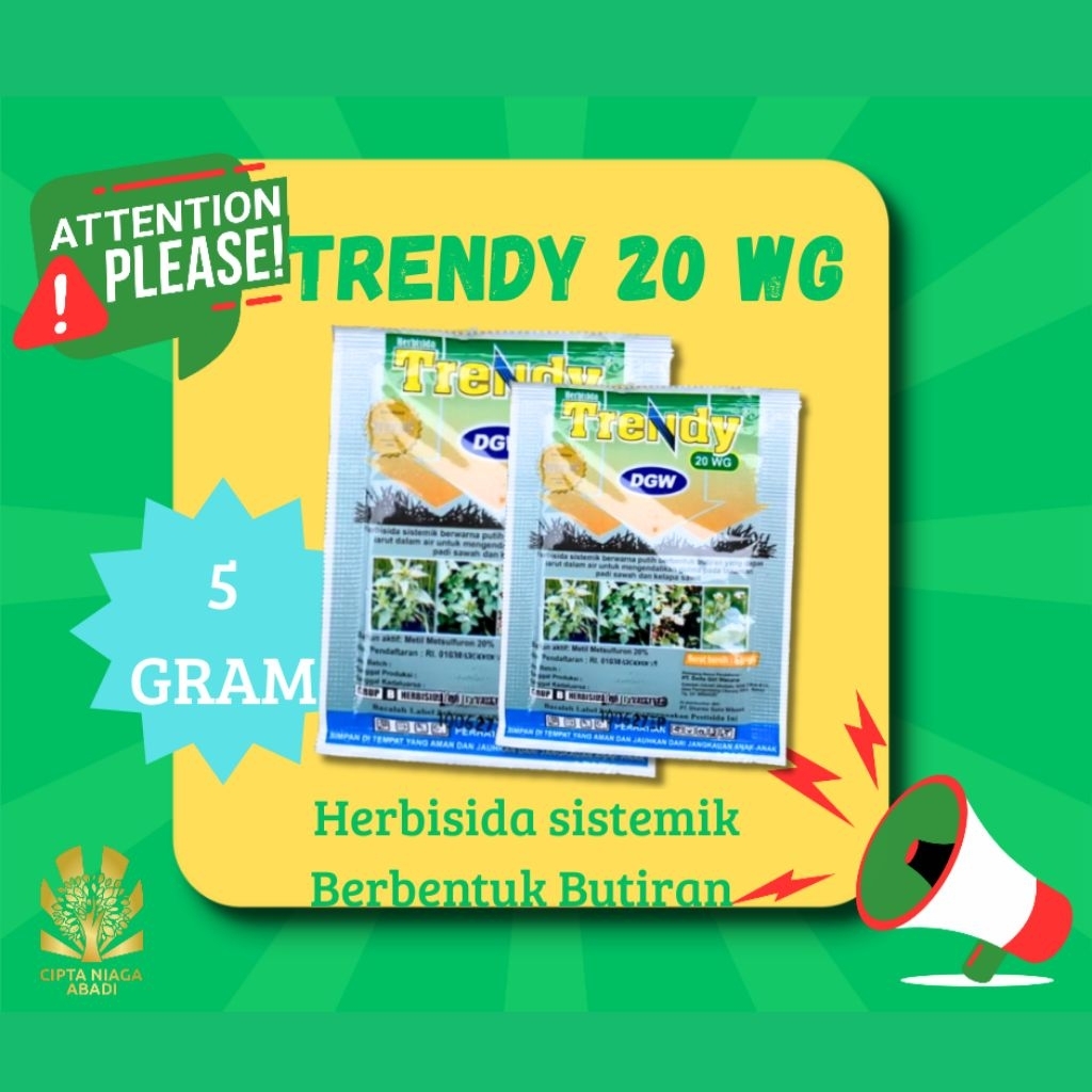 Herbisida Sistemik Selektif TRENDY 20 WG, 5 Gram