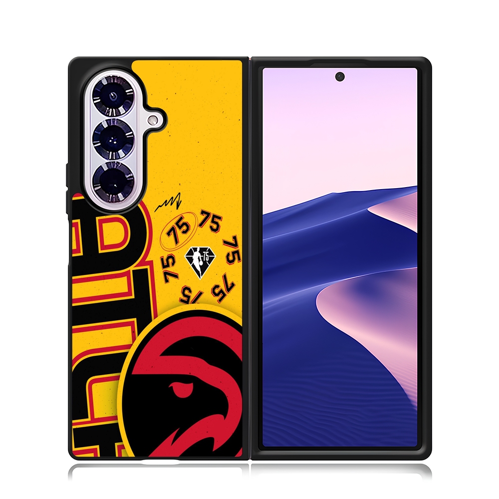 Case Casing Samsung Z Fold 7 6 5 4 3 Z Flip 7 6 5 4 3 5G Phone Atlanta Hawks Yellow