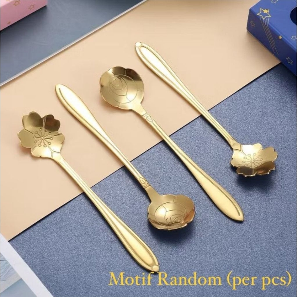 SENDOK MOTIF SENDOK KOPI SENDOK TEH GOLD STAINLESS STEEL