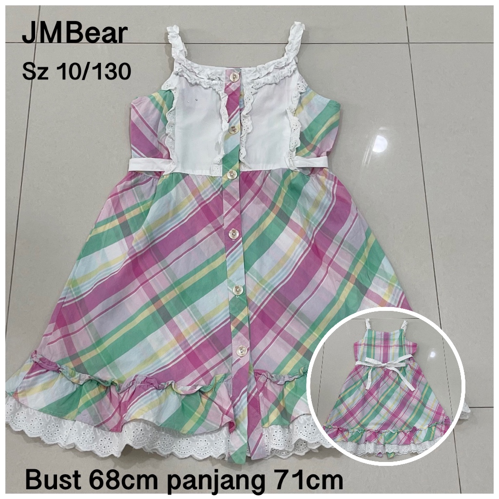 JMBear Baju Anak Dress Kotak-kotak Hijau Preloved DP042 258