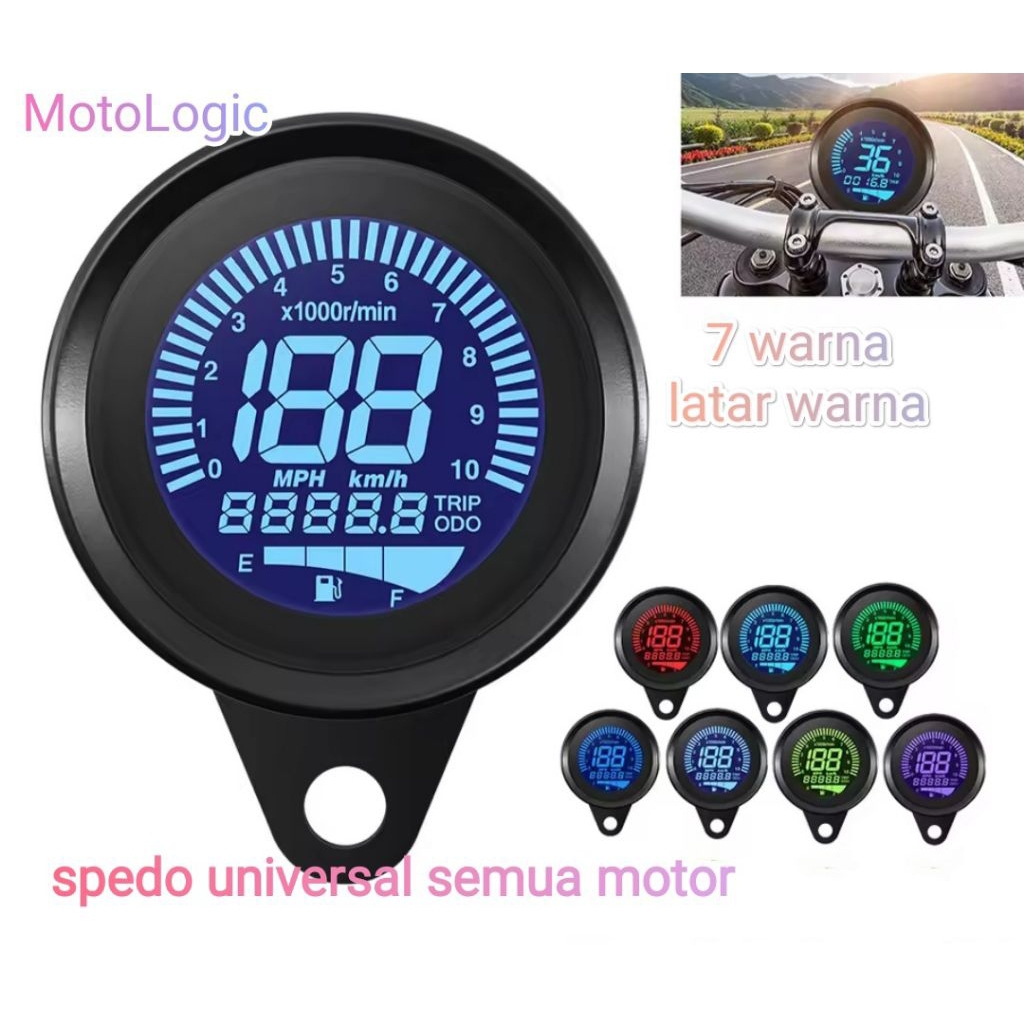 speedometer digital bulat rxking cb Tiger ninja 7 warna universal