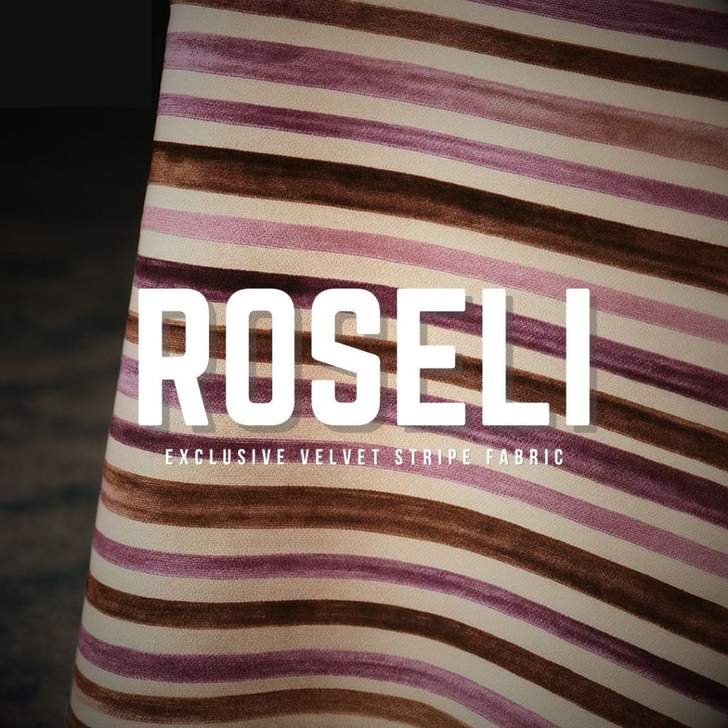 Bahan Kain Beludru Antik Tebal Sofa / Jok / Kursi Jati Ukir Jepara Motif Garis Salur Minimalis - Ros