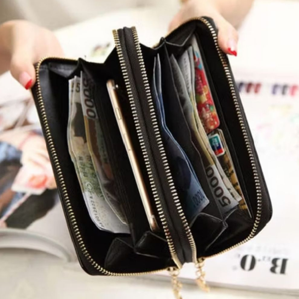 DOMPET PANJANG WANITA 2 RESLETING BAHAN CROCO GLOSI