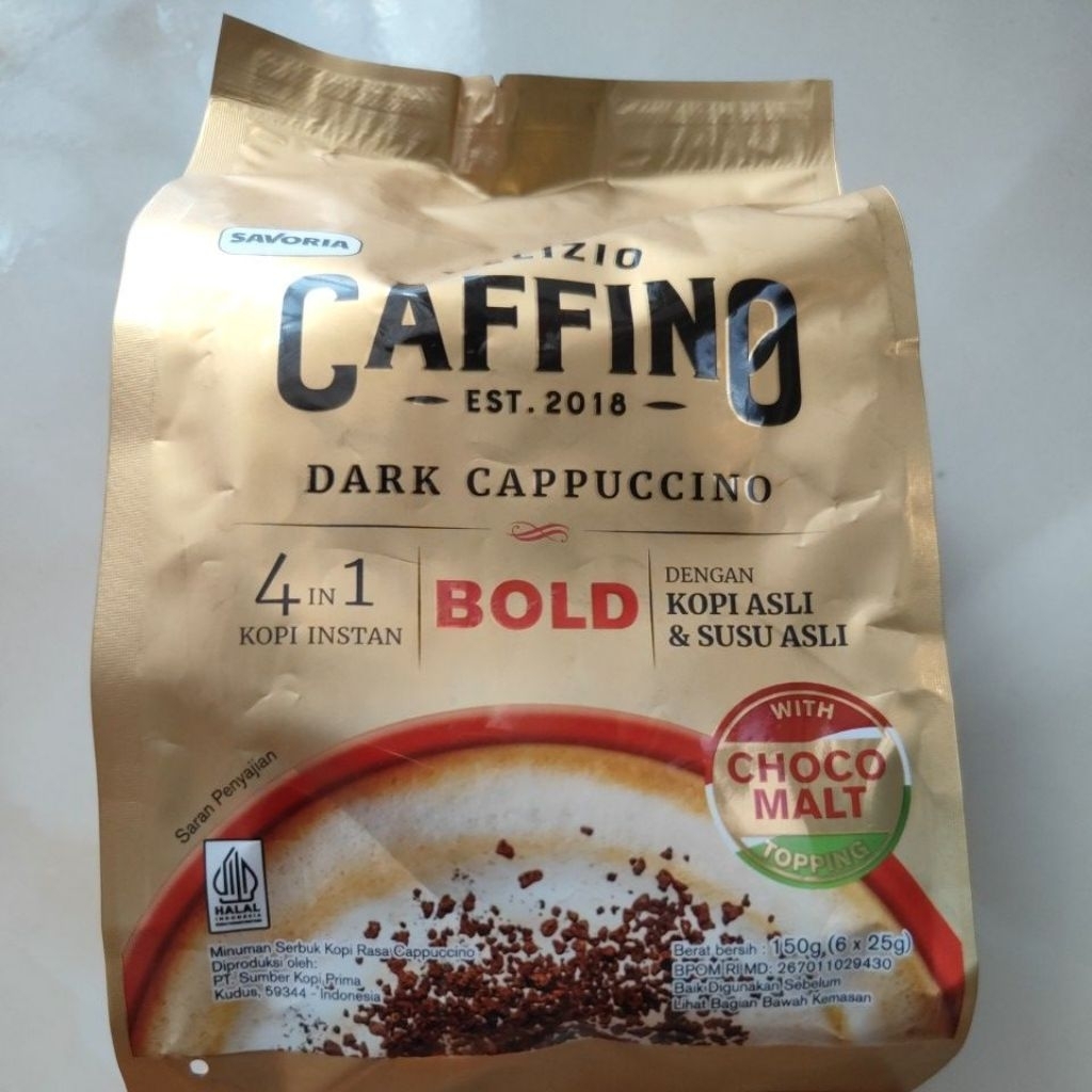 caffino bold dark cappucio kopi caffino isi 6 pcs