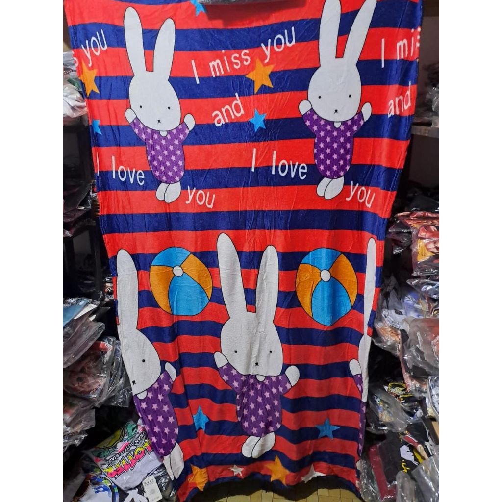 Selimut bulu lembut anak karakter / motif miffy kelinci uk 130x180