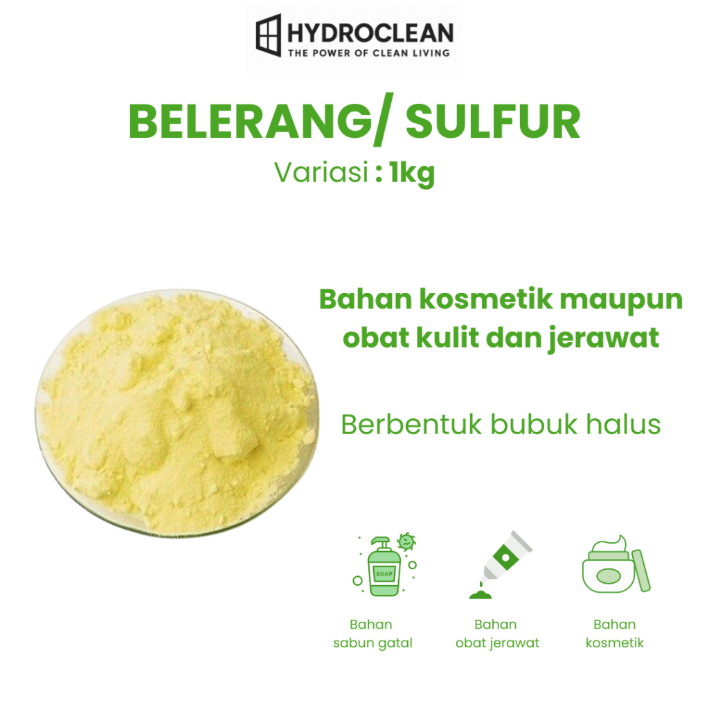 NewHydroclean Belerang Bubuk Kemurnian 99% - Belerang murni 1kg