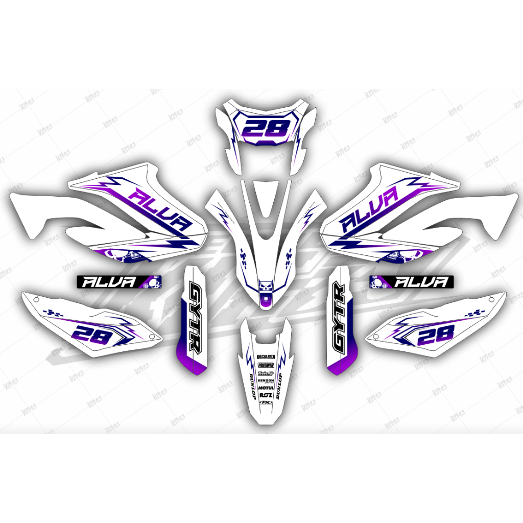 Decal Sticker Striping WR 155 014 putih merah dan hitam merah