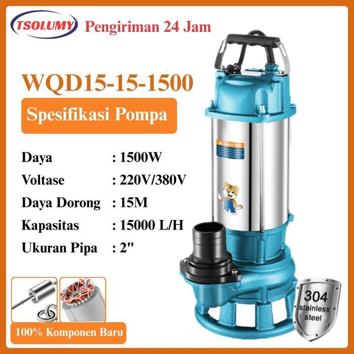 Tsolumy Pompa Celup Air Kotor WQD15-15-1500W/220V Pompa Kolam Ikan / Pompa Lumpur / Pompa Empang - W