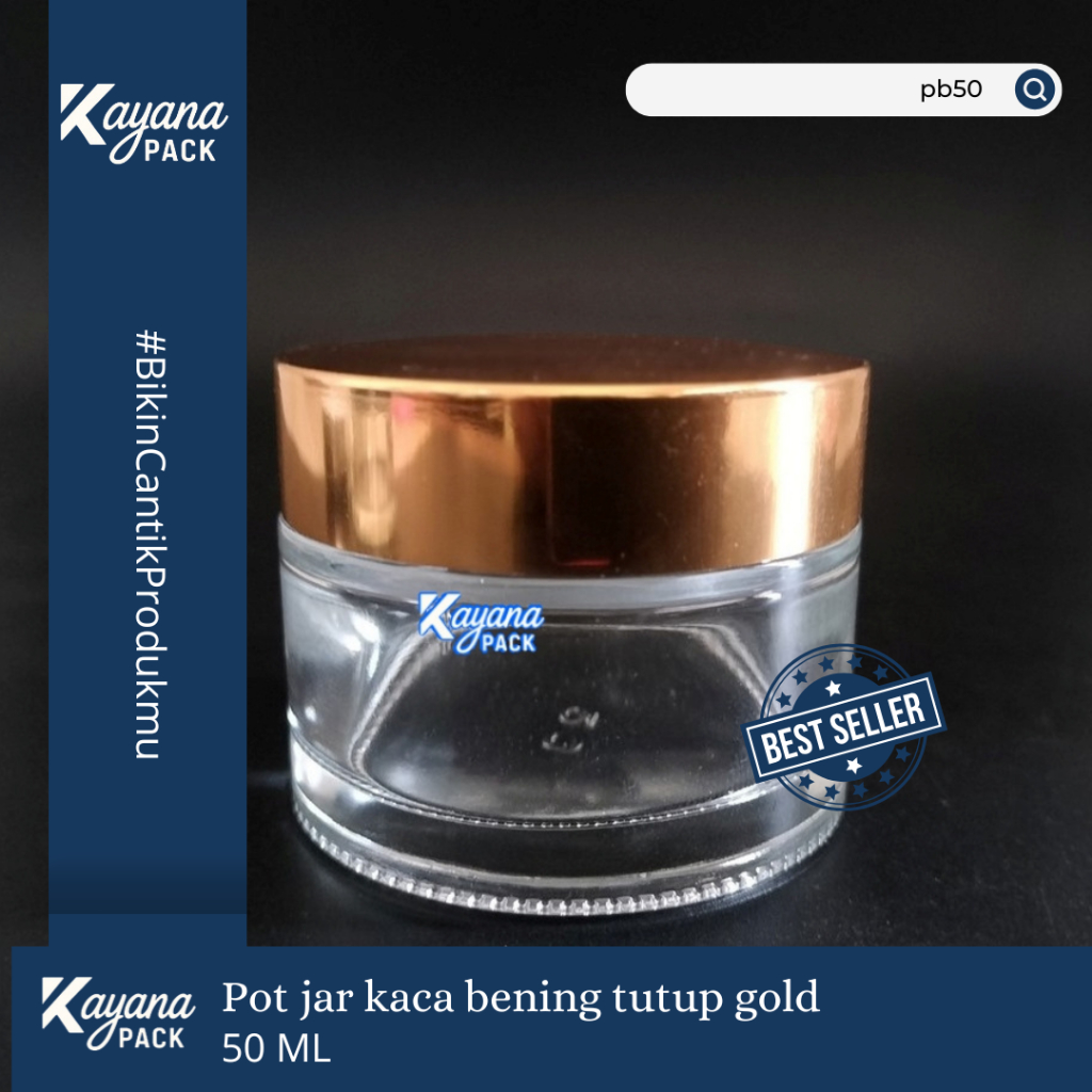 POT JAR BENING CLEAR KRIM WAJAH 50ML TUTUP GOLD 50 ML (PB50)