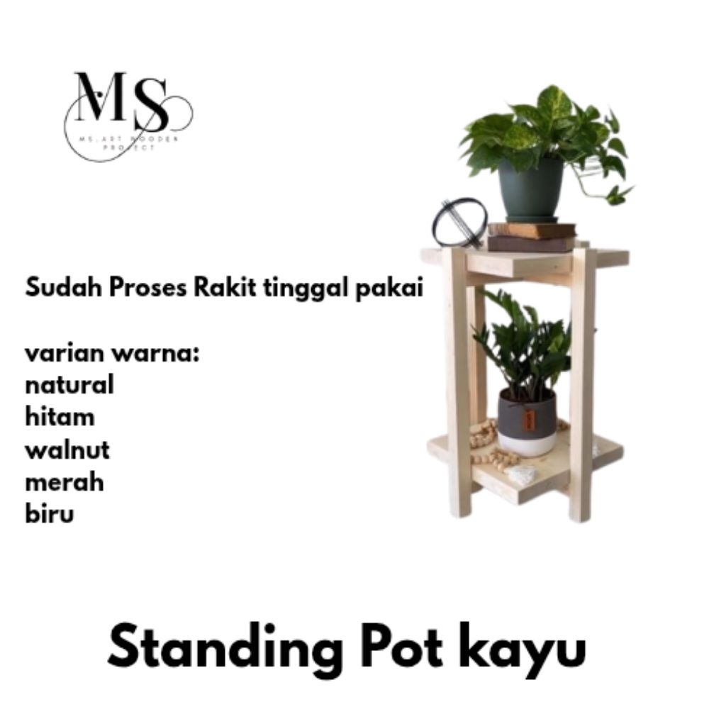 Standing Pot Kayu Serbaguna/ Pot Kayu Minimalis/ Hiasan Kayu