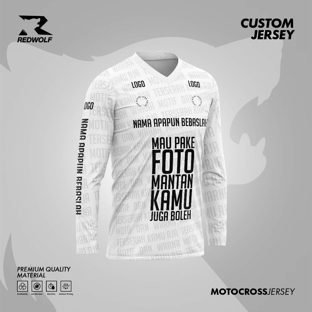 Jersey Custom Desain Dry Fit Premium Lengan Panjang Motocross Trail MTB Sepeda