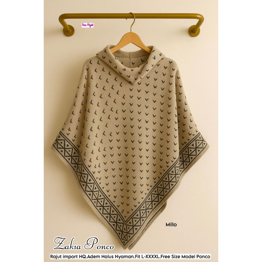 Sweater rajut ponco wanita kekinan lengan panjang Poncho knit tebal adem premium