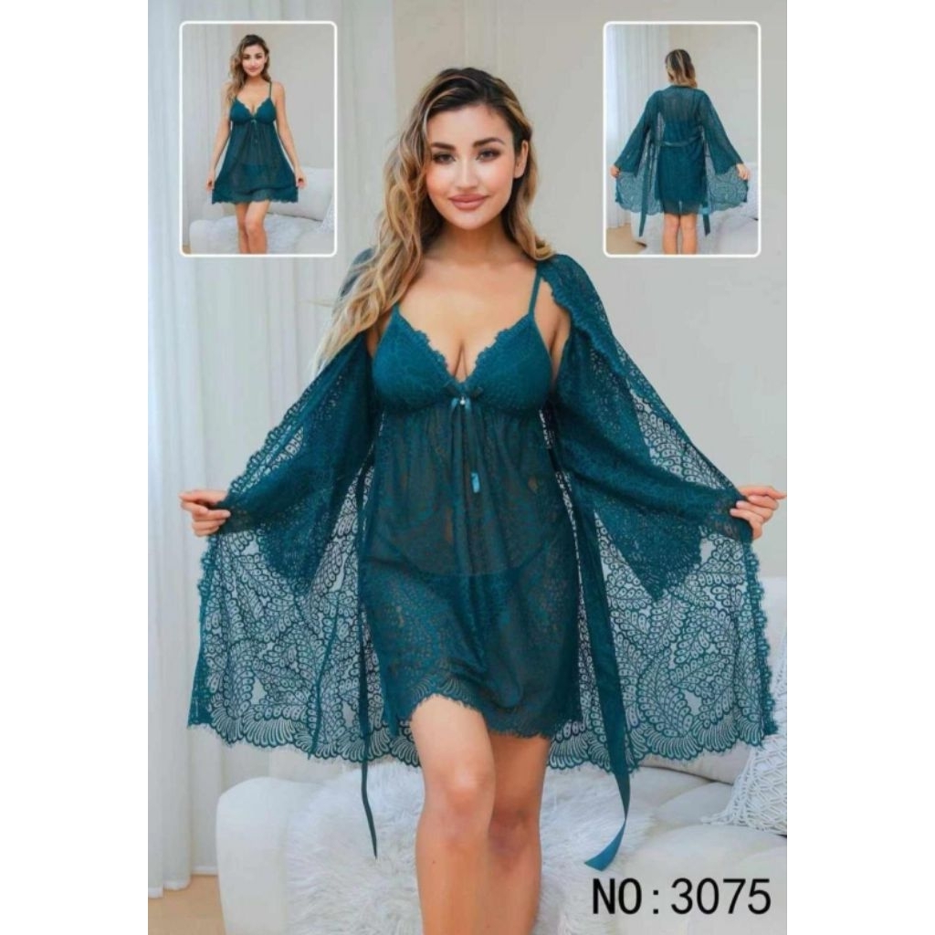 Kimono Full brukat + Lingerie + CD jistring/Nikah/Sangjit/Seserahan/ Kado
