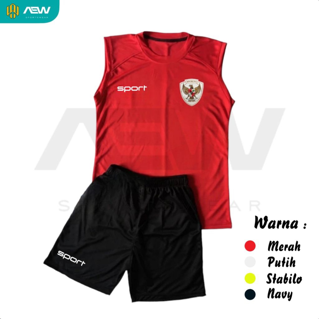 Setelan Jersey Singlet Training Timnas Indonesia Home Away 2024 Grade Lokal Dryfit Premium