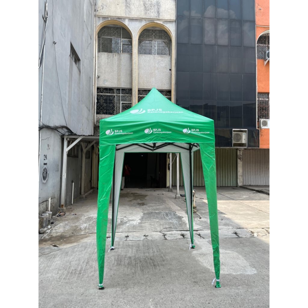 TENDA LIPAT UKURAN 1,5X1,5 BESI HOLLOW 0,8mm CUSTOM PRINTING