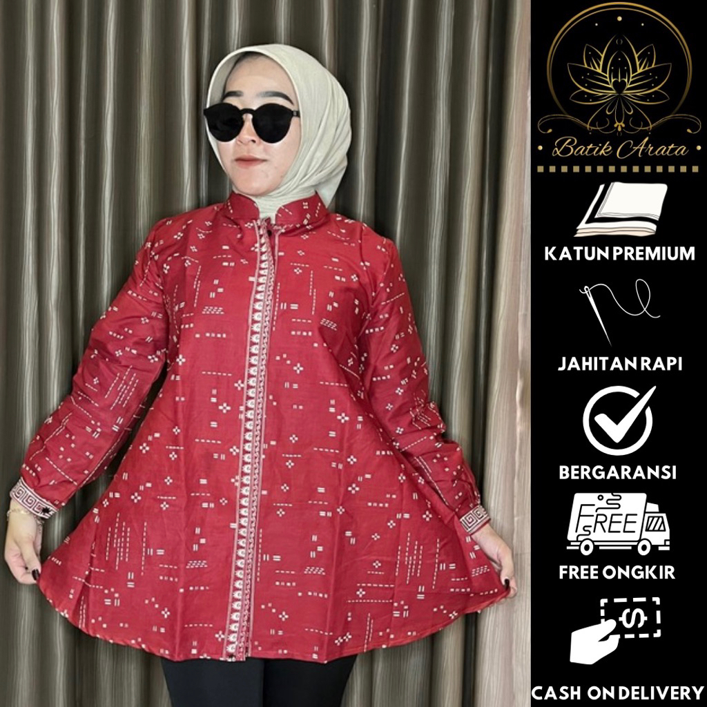 Batik Arata Atasan Tradisional Wanita Lengan Panjang Batik Jumbo Wanita