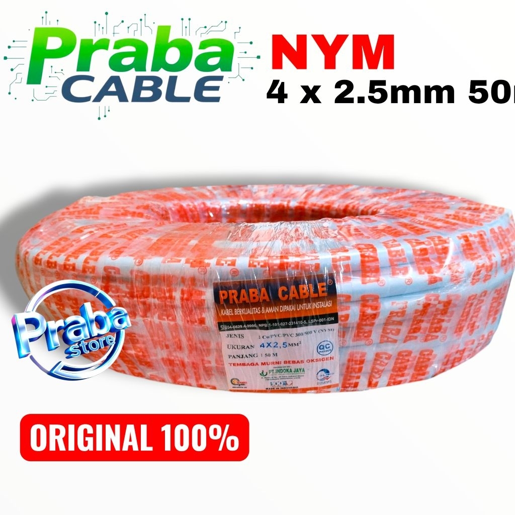 Praba kabel NYM 4x2.5mm panjang 50 meter asli 100%