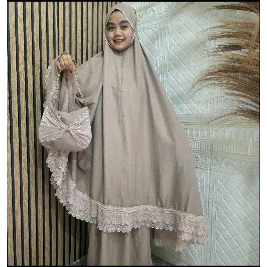 Mukena Rosa Santorini Renda Premium