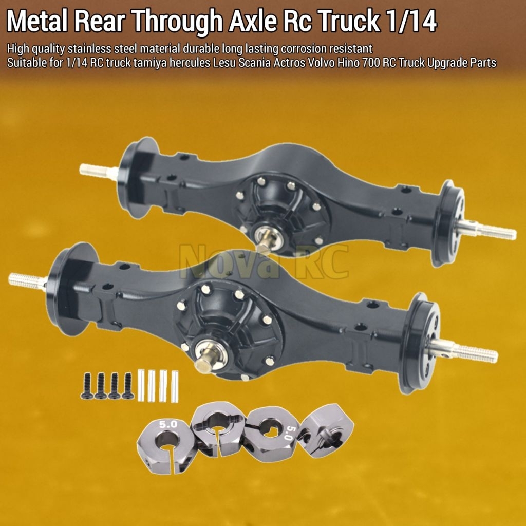 Axle gear poros gardan belakang through untuk Rc truck Hercules Lesu tamiya 1/14 Scania Volvo Actros