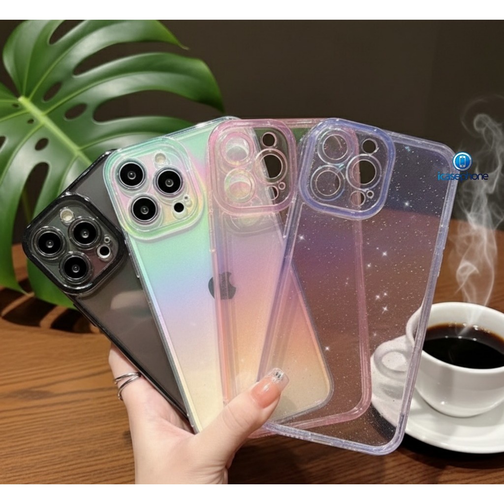 TH049 case casing handphone tpu softcase clear pelangi iphone x xs xr 11 12 13 14 15 PROMAX
