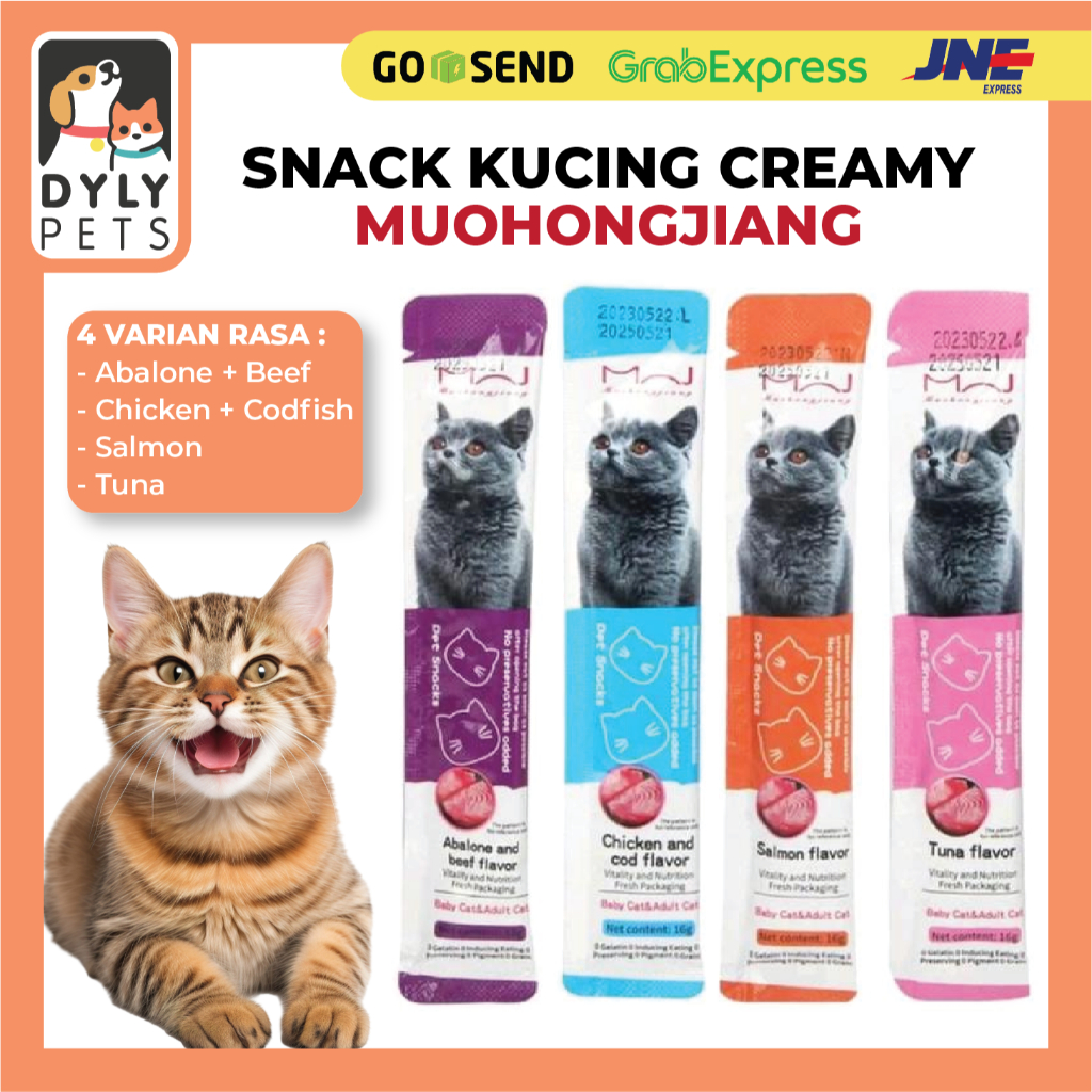 DYLY - Snack Kucing MUOHONGJIANG (16 gr) / Bixia Cat Probiotics Creamy Treats Camilan Basah Bergizi