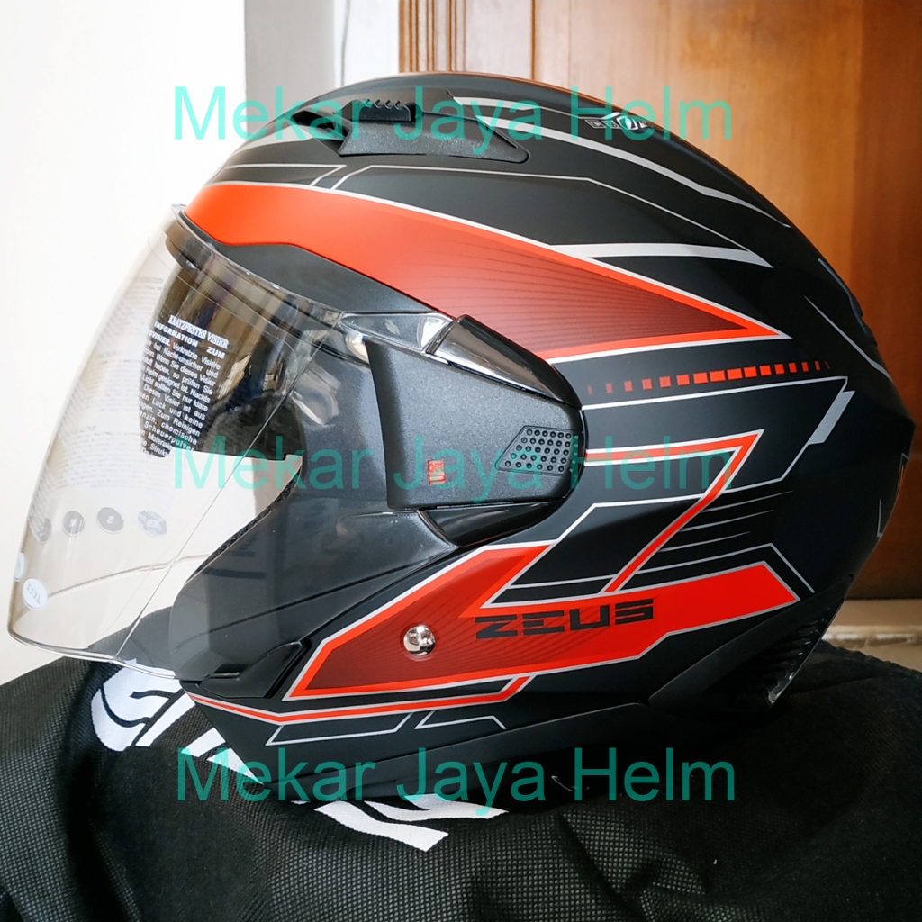 Helm ZEUS 611 ZS-611 MOTIF HITAM MERAH TT18 DOFF DOP MATT - M L XL