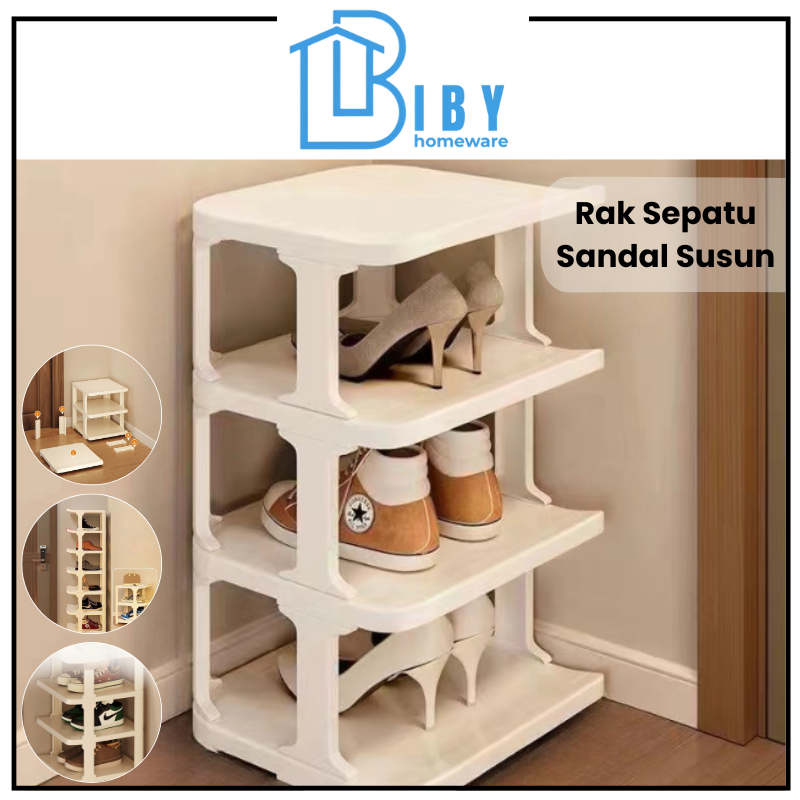 BIBY Rak Sepatu Sandal Susun Minimalis Kuat Kokoh Kualitas tinggi / Rak Sepatu Mudah Rakit Estetik /