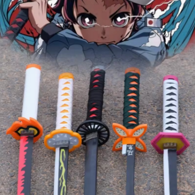 Mainan pedang kayu Sword Toy CosPlay Demon Slayer Sword 104cm Tanjiro Zenitsu Sword for Children Kid
