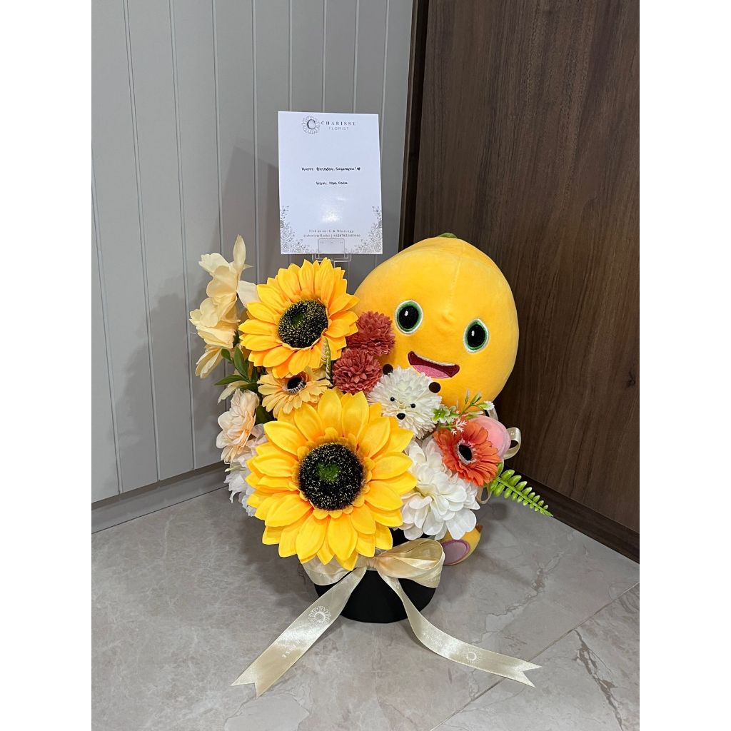 Nailong Bloom Box | Artificial Flowers | Custom Bunga Nailong Box Gift | Boneka Nailong Flower Box