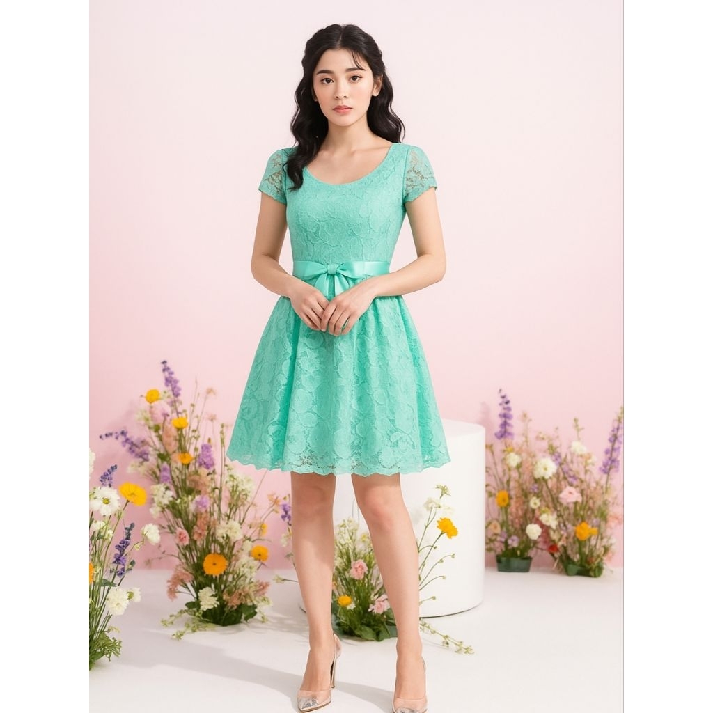 Dress Brokat Pesta Wanita Remaja Anggun Baju Brukat Cantik Untuk Natal Ro